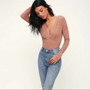 Free People NWT Maven Carmel Dream Ruched Plunge Top medium